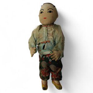 Vintage Handmade Cloth Doll In Traditional Asian Outfit
